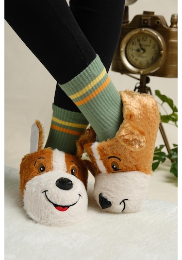 Luana Kaydırmaz Taban Yumuşak Podufuk Peluş Kulakcık Detaylı Kadın Panduf Ev Botu 001