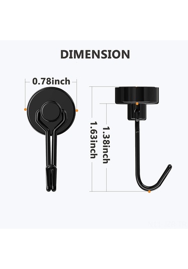 Manyetik Döner Kancalar, Çok Amaçlı İç Mekan Dış Mekan Kullanımı İçin Ağır Hizmet Neodim Kancalar, Mutfak, Izgara, Anahtar Tutucu - Siyah Siyah
