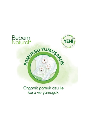 Bebem Natural Bebek Bezi 6 Beden E.large Aylık Paket 128 Adet