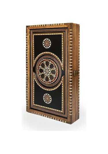 Helena Wood Art Genius El Oyması Ahşap Tavla Seti Siyah