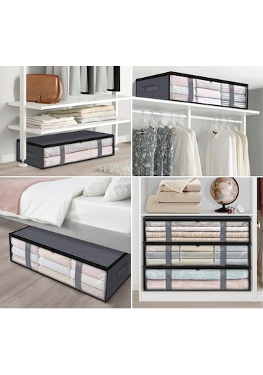 Sones Dokumasız Katlanabilir Giysi Saklama Çantası Yorgan Battaniye Paketleme Çantası Bej Bej