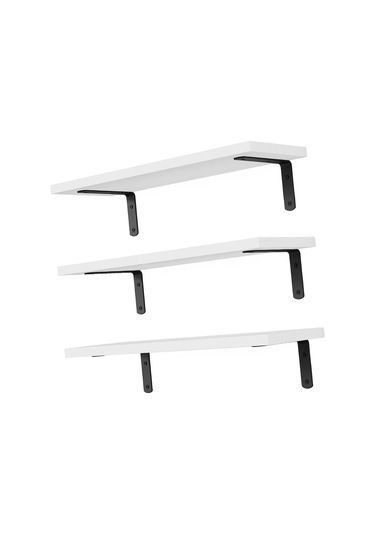 Suntek 3 Adet Duvara Monte Ahşap Yüzer Raflar Banyo Için Beyaz