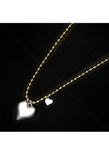 Xxx Kalp, Top Zincir, Paslanmaz Kolye 101, Kalp Silver Renk Zincir Altın Renk Altın