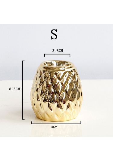 Suntek Seramik Mumluk Ananas Şekilli Mumluk Süs Altın S