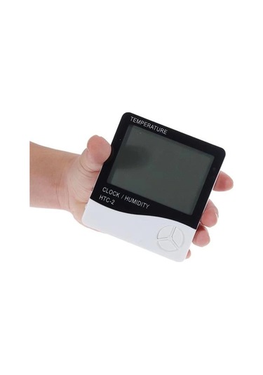 İç Ve Dış Ortam Sıcaklığını Ölçebilen Lcd Ekran Saat Göstergeli Alarmlı Nem Ölçer Termometre 5365
