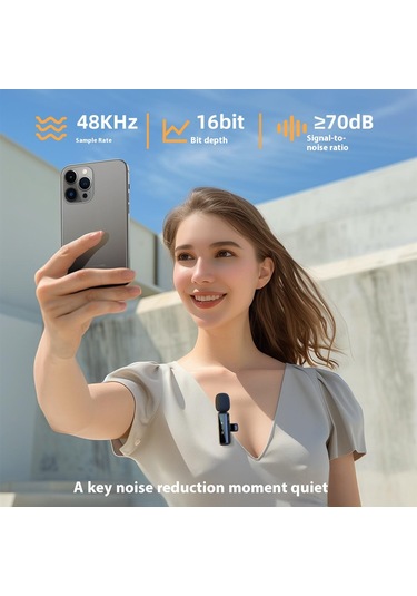 Akıllı Telefonlar İçin H63 2.4g Kablosuz Yaka Mikrofonu Canlı Akış Gürültü Azaltma Mikrofonu, 1 Verici + 1 Alıcı - C Tipi Konnektör