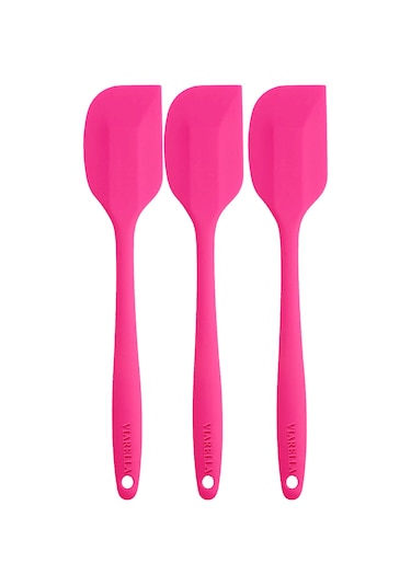 Silikon Kaşık Spatula Seti 6lı Yanmaz Yapışmaz Çizmez Fuşya 27cm