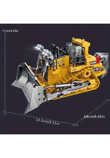 Uzaktan Kumandalı Buldozer Işıklı İnşaat Aracı 7-12 Yaş Erkek Çocuklar İçin