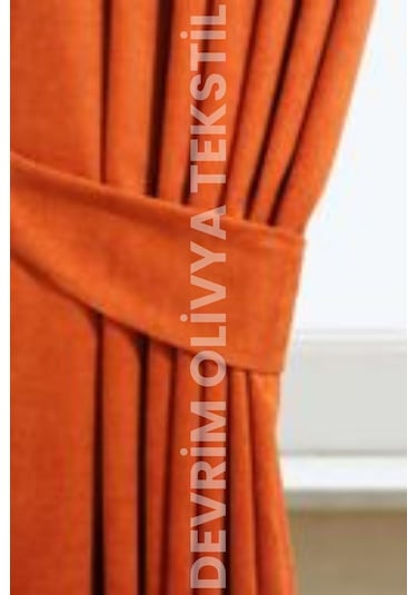 Devrim Olivya Tekstil Lüks 1. Sınıf Kırmızı Blackout Fon Perde - Özel Dikim, Işık Geçirmez, Ekstra Forlu Karartma Kiremit