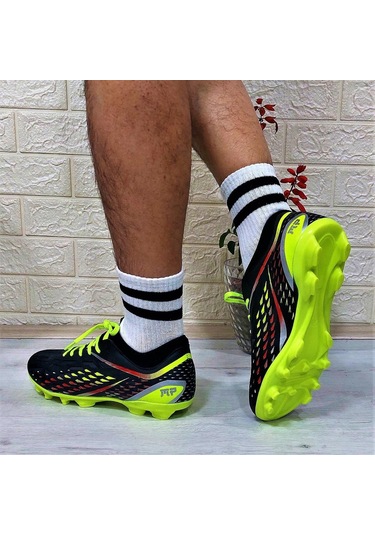 M.p 1359 Siyah-sarı Termal Likralı Krampon Futbol Ayakkabı 001