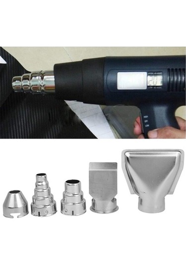 Createtech 5 Adet Paslanmaz Çelik Sıcak Hava Tabancası Aksesuarı Mandalı Kaynak Nozulları Hızlı Isıtıcı Üfleyici Ekipman