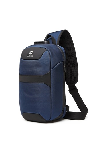 Ozuko 9270 Erkek Kilitli Usb Şarj Portlu Çapraz Göğüs Çantası Koyu Mavi