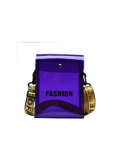 Gülen Yüz Çocuk Çantası Kore Tarzı Moda Göğüs Çanta Rahat Crossbody Çanta Mor