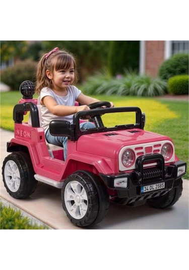Dolu Neon Uzaktan Kumandalı Akülü Araba 12 V Pembe