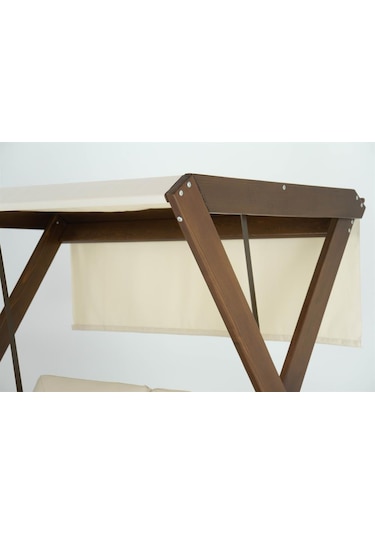 Holox Ladin Ahşap Salıncak Dış Mekan Bahçe, Teras Salıncağı -krem Krem