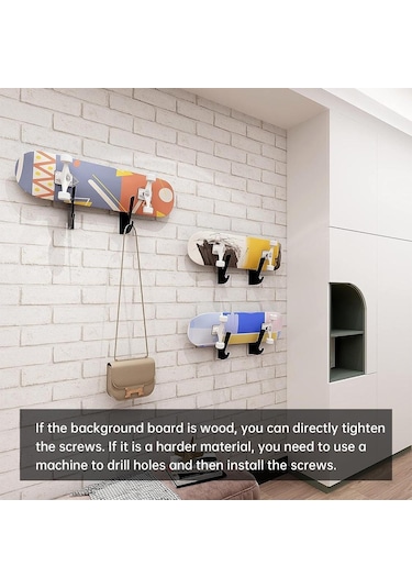 Depolama Kancalı Kaykaylar İçin Duvara Monte Vitrin 2pcs Siyah