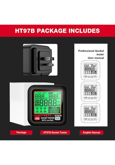 Vkemall Priz Habotest Ht97d Dijital Soket Test Cihazı Voltaj Testi Ab Fiş Soket Dedektörü Akı