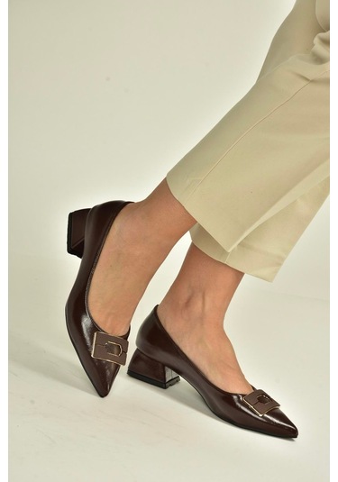 Fox Shoes V820371160 Kahverengi Rustik Kalın Topuklu Kadın Ayakkabı Kahverengi
