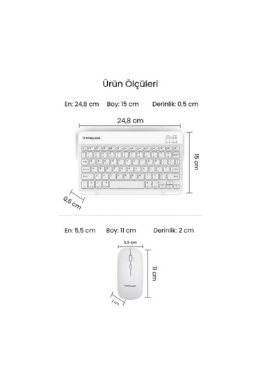 Beyaz Kablosuz Wireless Klavye Ve Mouse Seti Optik