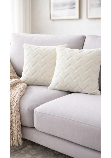 Linen Bohem Soft Punch Krem Kırlent Kılıfı 2 Adet 43x43 Krem