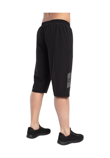 Crozwise Spor Lycra - Erkek Siyah Likralı Spor Kapri - 8036-10 Siyah