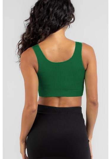Madmext Yeşil Askılı Basic Crop Top Bluz Mg1757-yeşil