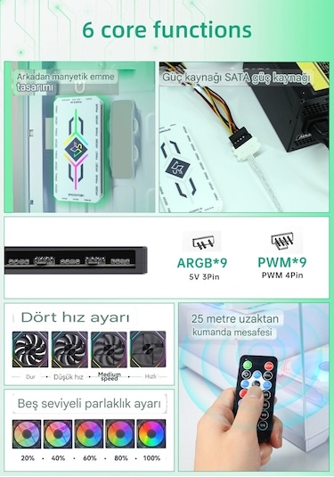 Snowman Argb 5v 3 Pin + Pwm 12v 4 Pin Fan Çoklayıcı