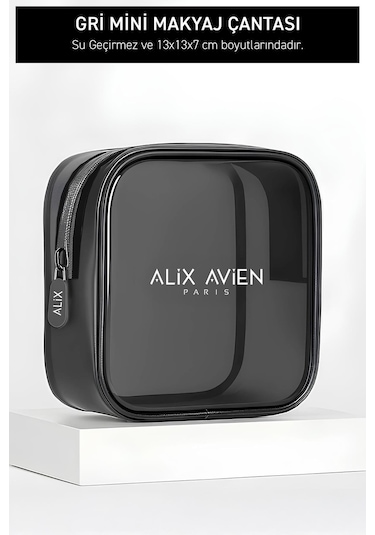 Alix Avien Gri Mini Makyaj Çantası