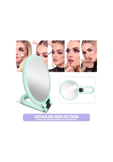 Lemestar 10x Büyütmeli Çift Taraflı Makyaj Aynası - Abs Malzeme, Katlanır, Taşınabilir, Masaüstü/çanta Uyumlu Mor El Aynası Mor