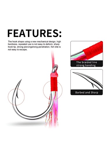 Hokkaido 2/0 Numara 1 Adet Çiftli,glow Simli ,jig Asist,iğne Boyu 27 Mm No:2/0