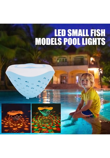 Renkli Sualtı Işıkları Balık Desenli Çeşme Projektör Işığı 4 Açık Mavi