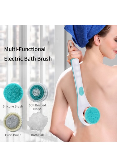 Yifomall Pink Elektrikli Banyo Fırçası: 4 Farklı Başlı, 2 Hızlı, Uzun Kolu, Ipx7 Su Geçirmez, Vücut Temizleme Ve Masaj Ae-8382 Çok Renkli