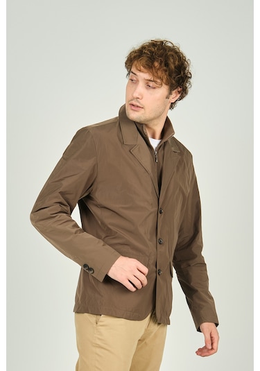 Daynax Erkek Çift Yaka Detaylı Düğme Kapamalı Ceket Mont 4900 Vizon Vizon