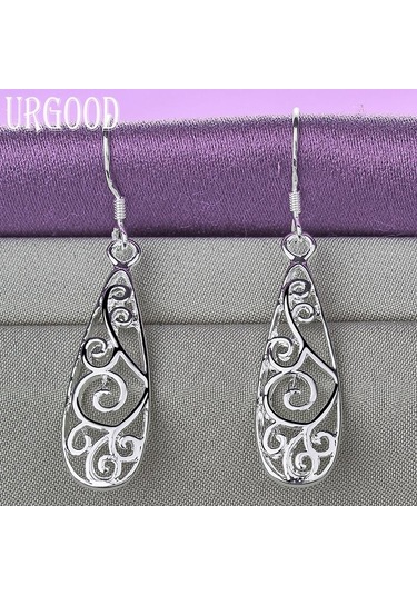 925 Ayar Gümüş Vintage Geometri Damla Küpe Takı