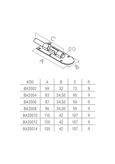 Mavzer Sürgü Kapı Arkası Sürgüsü ve Vidası No 8