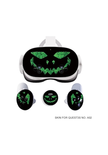 Meta Quest 3s Vr Kulaklık Denetleyici Çıkartmaları Cadılar Bayramı Desenli Vinil Koruyucu Kapak Pembe