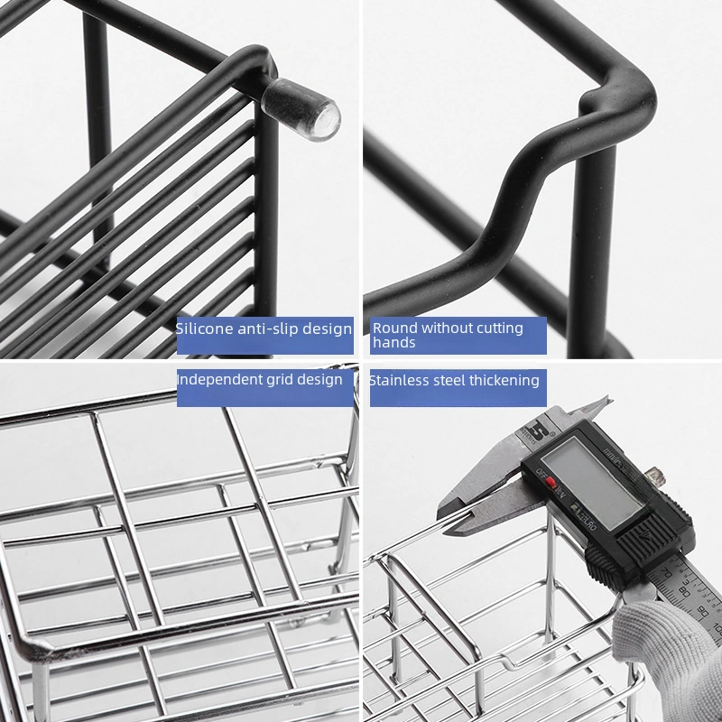 Monyee Stainless Steel Bathroom Organizer: No-drill Electric Toothbrush & Paste Holder With 5 Slots, Cup Stand - Black Diğer