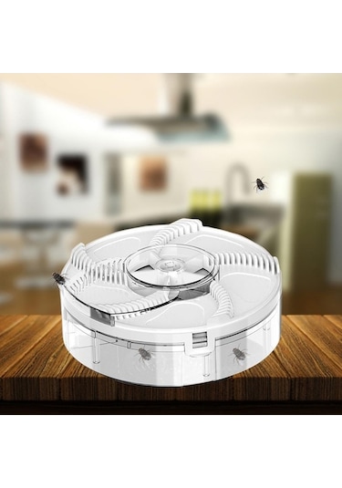 Createtech Suntek Dönen Elektrikli Sinek Kapanı Şarj Edilebilir Beyaz