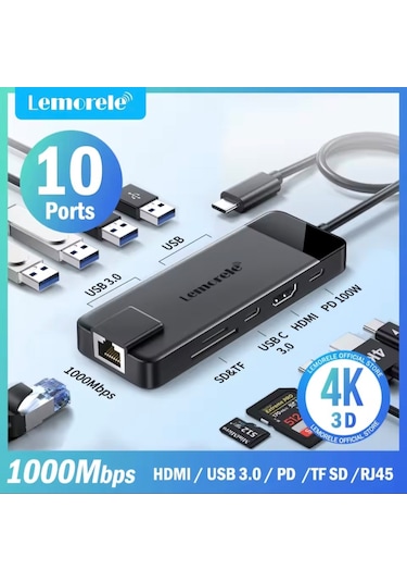 Lemorele 10'un 1'i Pd 100w/ Hdmı 4k/rj45 1000mbs./sd-tf Kart/type