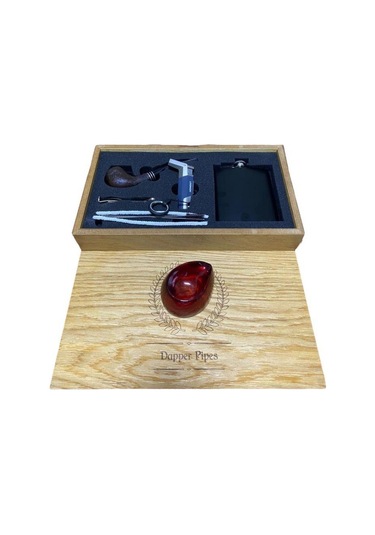 Dapper Gül Ağacı 7 Oz Çelik Mataralı Pipo Seti 605953-509210