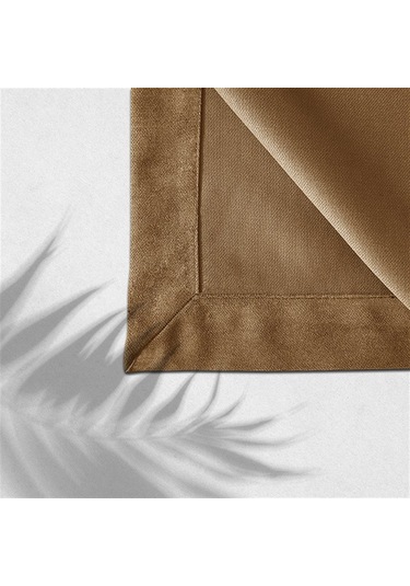 Kadife Dokulu Masa Örtüsü Camel Rengi-34