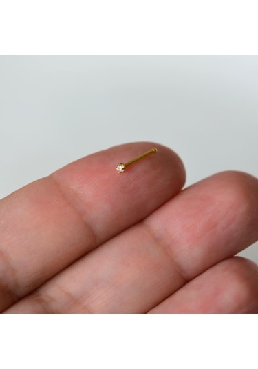 Cerrahi Çelik Gold Renk Çelik Minik Tektaş Burun Piercing Tektaş Hızma Sarı