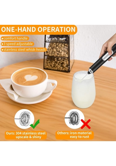 Jms Usb Şarj Edilebilir 3 Hız Kademeli Elektrikli Süt Köpürtücü