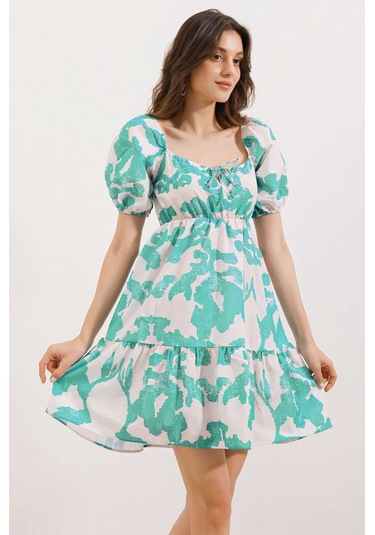 2351 Kloş Poplin Elbise - D. Mint Mint