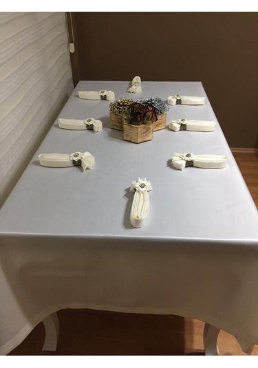 Finezza Kristal Monoray Kumaş Krem Sofra Takımı 8 Kşl. 160X220 Cm
