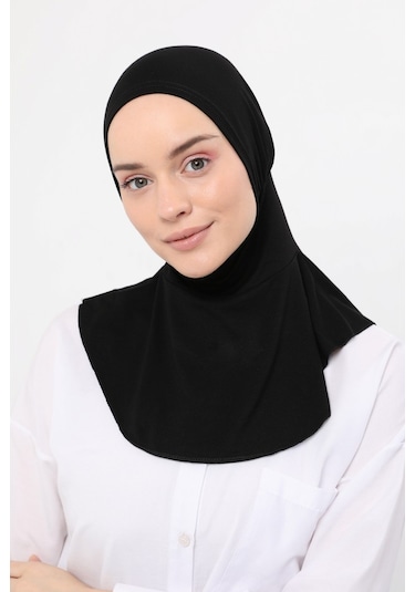 Kadın Tesettür Pratik Boyunluklu Hijab - Sporcu Bone Siyah
