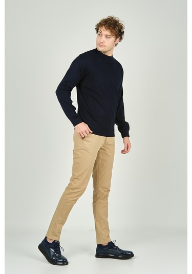 Ateş Triko Erkek Yarım Balıkçı Yaka Yün Kazak 6091024 Lacivert Lacivert