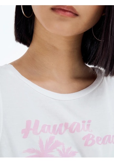 Tvoe Baskılı Yazıdan Belinde Dantel İle Bağlı Yazlık Askılı Üst 226125399 Beyaz