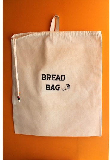 Büyük Boy Bread Bag Askılı Keten Ekmek Torbası 50x40cm