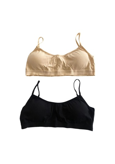 Underwear Bodyway 2'li Ip Askılı Petli Büstiyer 90/95 Ten Rengi - Siyah
